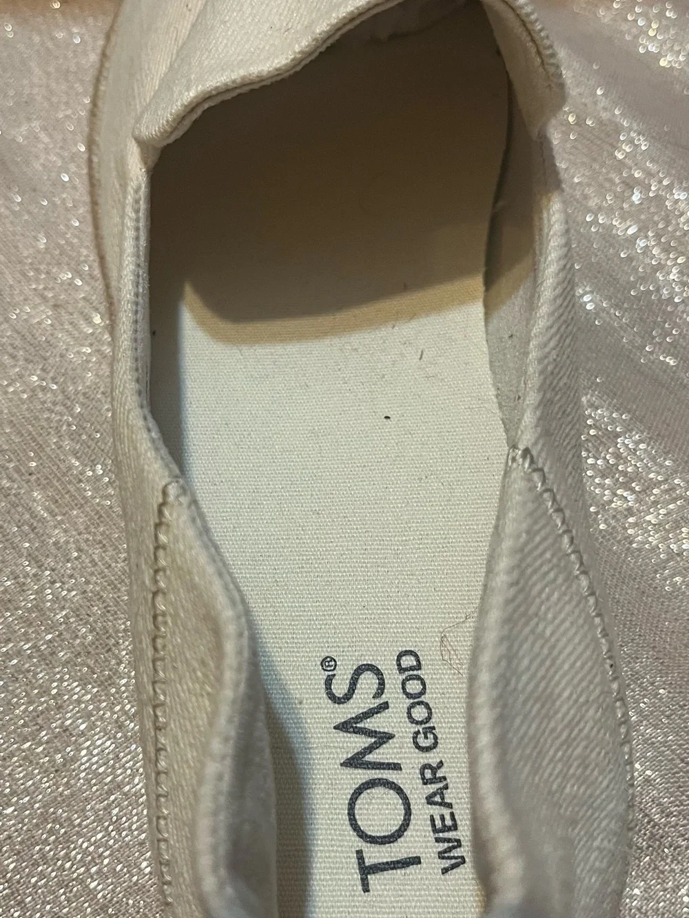 TOMS Carolina Espadrille Slip Ons Off White Twill Cotton Canvas NWOT’s Size 11